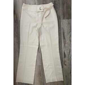 ESCADA Pants Womens 38 Cream Front Zip Virgin Wool Straight Leg Trousers